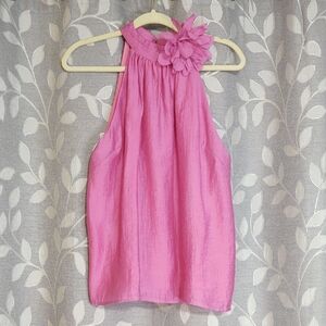 Entro Women's Pink Halter Top with Floral Accent size S